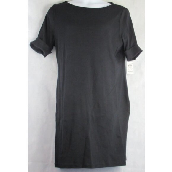 Karen Scott Women's 100% Cotton Knit Cuffed-Short-Sleeve Dress, Black, XL - Picture 2 of 7